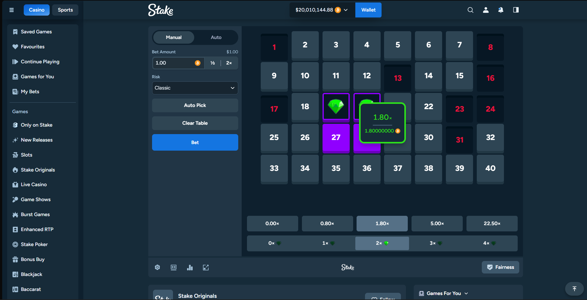 Stake Simulator, capture 1